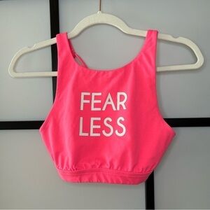 [M] aerie Neon Pink “Fearless” High Neck Strappy Back Sports Bra